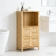 thumbnail image 4 of Nmkwnr Bamboo Bathroom Cabinet with Shelves, 2 Doors Floor Cabinet for Living Room, Bathroom, Brown, 4 of 8