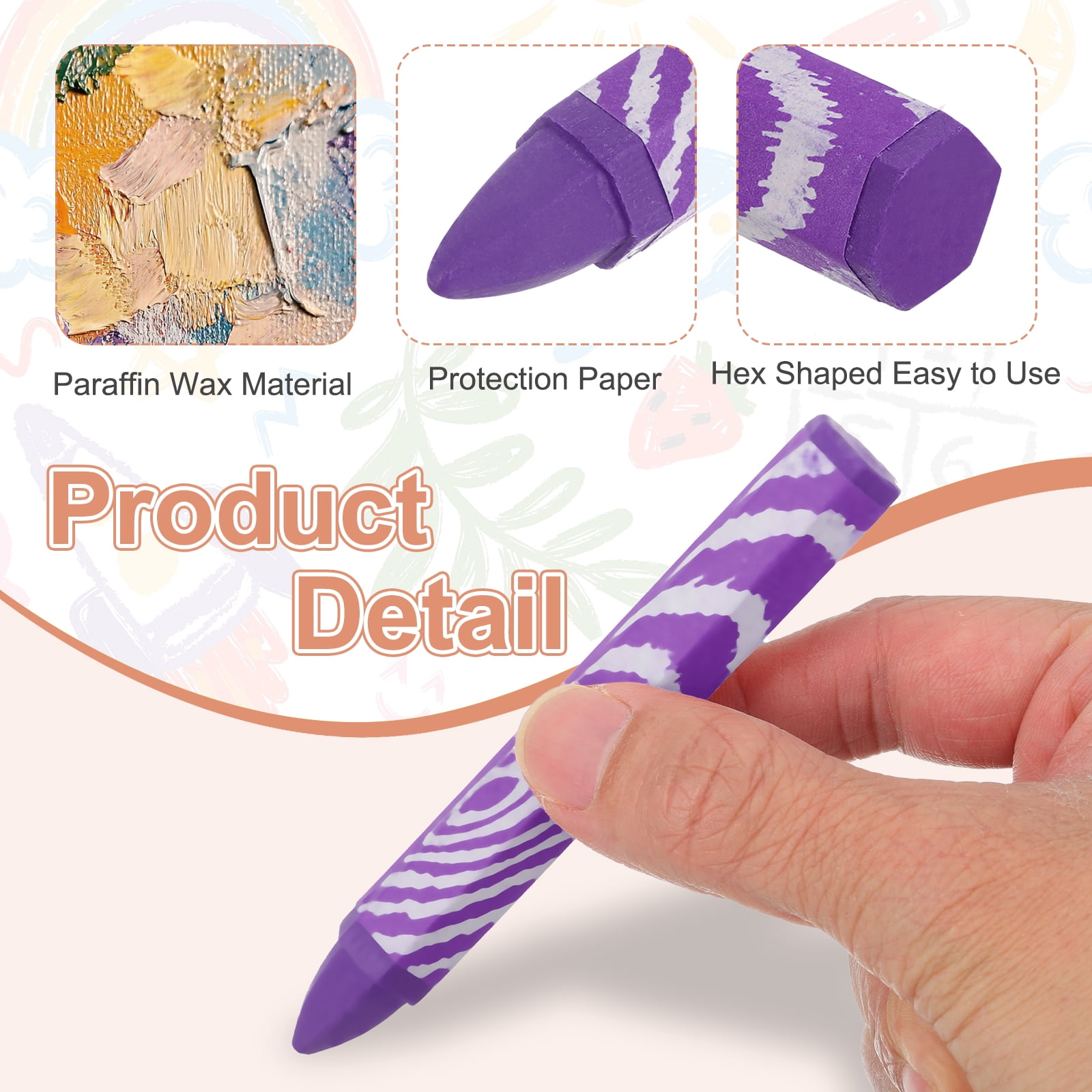 24Pcs Lumber Marking Crayons, 4.1" x 0.6" Hex Wax Tire Marker Pen Drawing Crayons for Wood Metal(Purple)