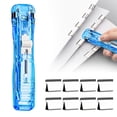 thumbnail image 1 of Portable Clip Stapler One Slide Quick Binding Tool No No Holes Reusable Stainless Clips One Hand OperationforHome Classroom, Mini One Hand Stapler, 8 Pack Stainless Steel Binder Clips, 1 of 9