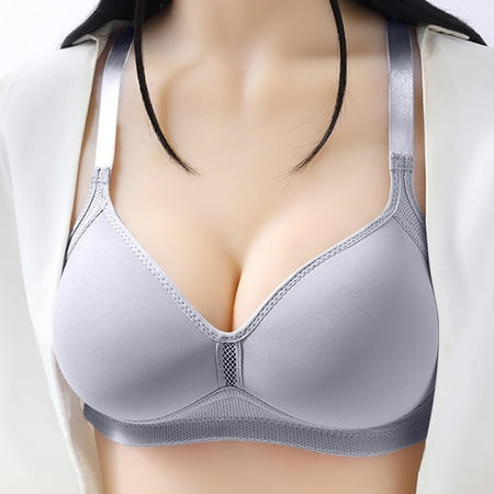 Mrasaso Big Discount! Nursing Bras Women Nylon Bra Women s Embroidered Large-Size BraThin-Style Ventilated No Steel Rings(1pc Bra) Silver|40/90