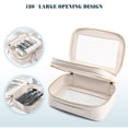 thumbnail image 2 of Transparent Women's Toiletry Bag Business Travel Waterproof Storage Large Capacity Handheld PU Double Layer Cosmetic Bag, 2 of 6