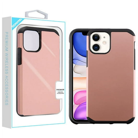 Apple iPhone 11 Phone Case Protective High Impact Shock Absorption Heavy Duty Dual Layers Hybrid Armor Rubber Rugged Silicone Gel TPU Hard Bumper Cover Rose Gold Slim Case for Apple iPhone 11 / 6.1"