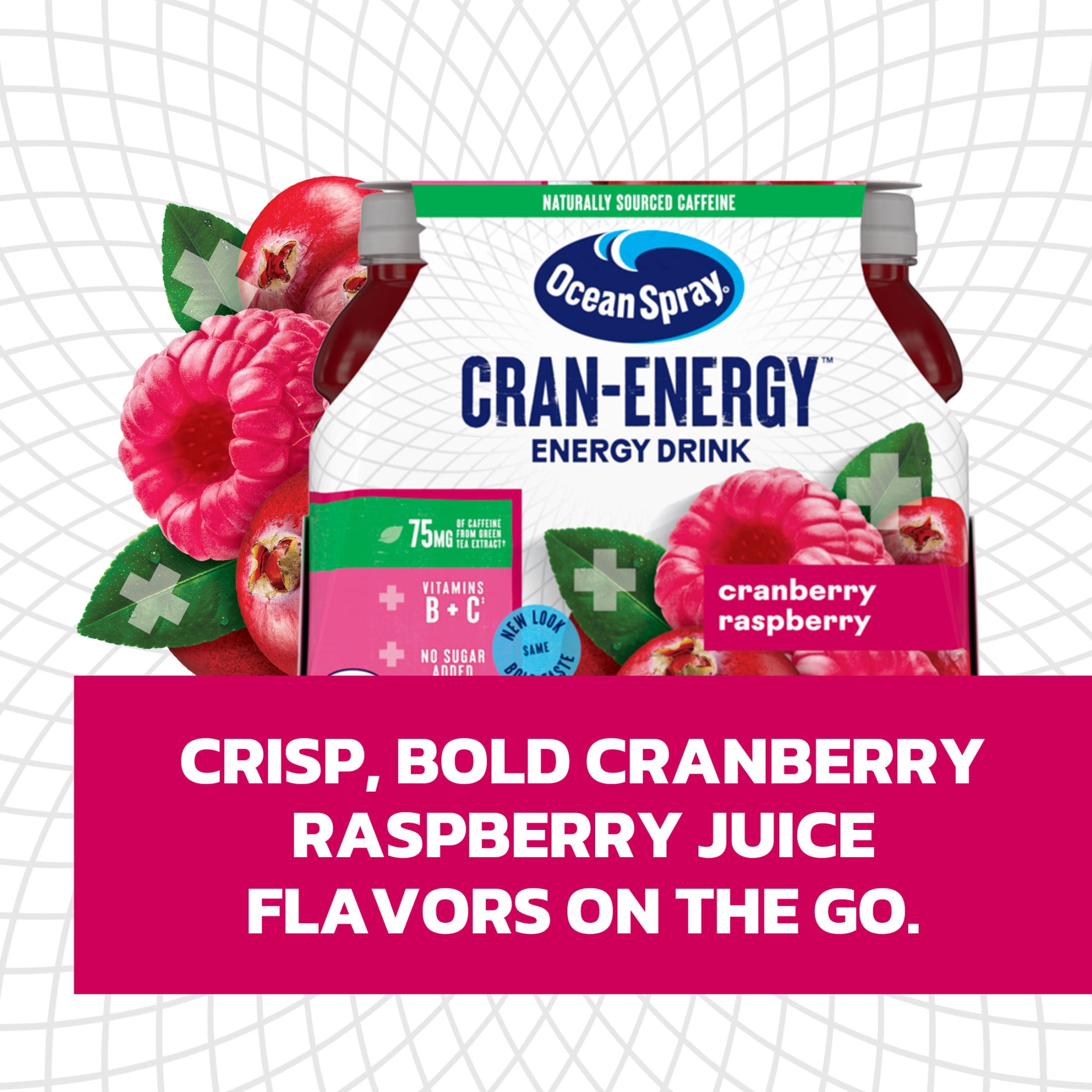 (4 pack) Ocean Spray® Cran-Energy™ Cranberry Raspberry Juice Drinks, 10 fl oz Bottles, 6 Count