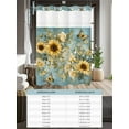 thumbnail image 6 of No Hook Cloth Fabric Shower Curtain with Snap in Liner, Spring Yellow Sunflower Waterproof Shower Curtains Set with See Through Top Window, Roes Butterfly Teal Pastoral Bath Curtains Shower 36"x72", 6 of 6
