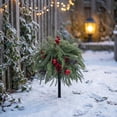 thumbnail image 2 of Uv Resistant Artificial Poinsettia Yard Stake, Realistic Christmas Floral Stake with Frosted Branches, Pine Cones and Berries, for Outdoor Garden and Indoor Tabletop Holiday Decor, 2 of 7
