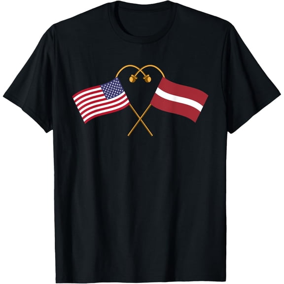men and women can wear,Latvian heritage USA Latvia American Flag Latvian Flag T-Shirt
