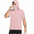thumbnail image 5 of Fanxing Big and Tall Cooling Sun Shirts for Men with Hood Short Sleeve Lightweight Tees with Masks Fishing Hoodie Pink,XXXL, 5 of 9