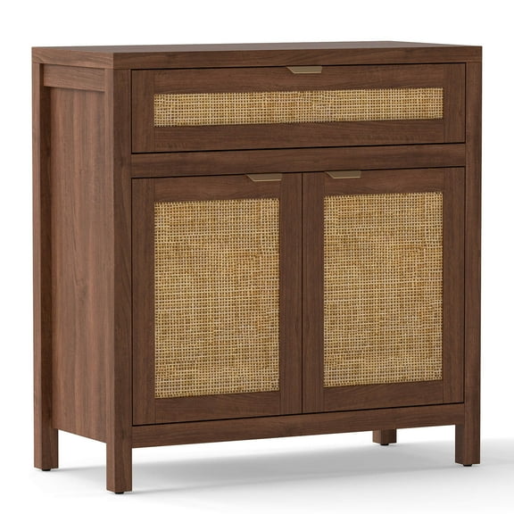 Costway 1 PCS Buffet Cabinet Sideboard Storage Cabinet Rattan Doors & Drawer Adjustable Shelf