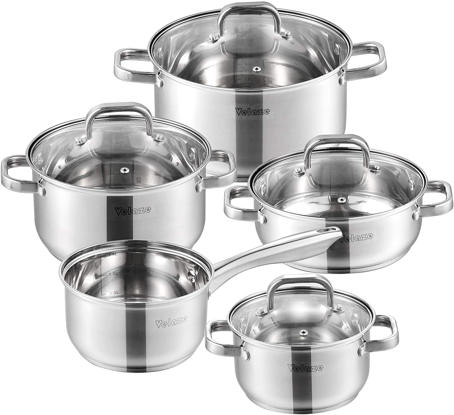 New TEFAL DUETTO Stainless STEEL Kitchen COOKWARE SET 10 PCS Glass Lid POTS Best 