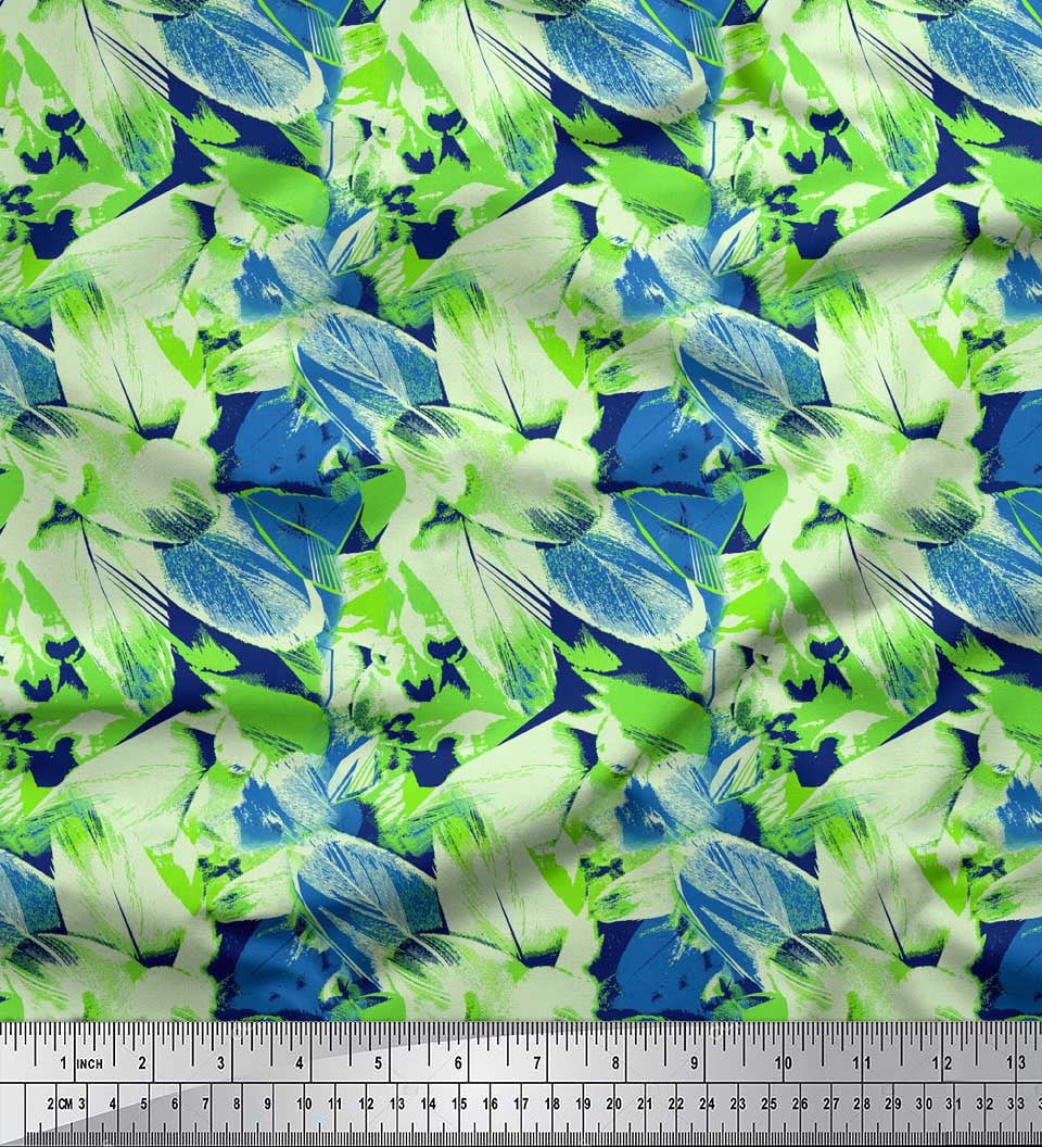 Soimoi Blue Poly Georgette Fabric Brush Stroke Abstract Print Sewing Fabric Yard 52 Inch Wide