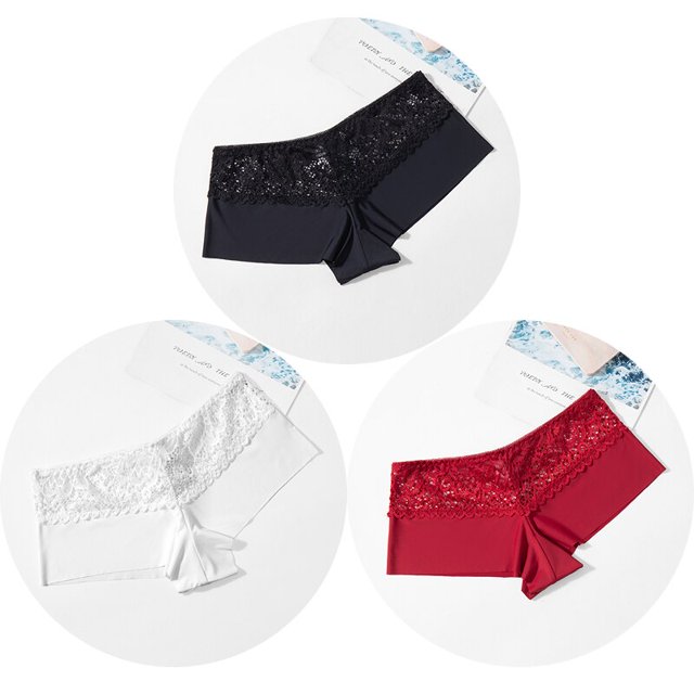 TrowBridge bragas de encaje para mujer, bóxer de satén de seda suave, ahuecada Sexy ropa interior, pantalones cortos femeninos dulces, lencería acogedora transpirable