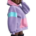 thumbnail image 3 of Femmes Sweat-Shirts à Capuche Contraste Couleur Décontracté Lâches à Manches Longues Pulls avec Poches, 3 of 8