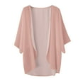 thumbnail image 4 of Light Weight Cardigan Women Solid Elegant Puff Sleeve Chiffon Cardigan Cover Up Blouse Top Summer Cardigans Women Lightweight Pink XXXXL, 4 of 4