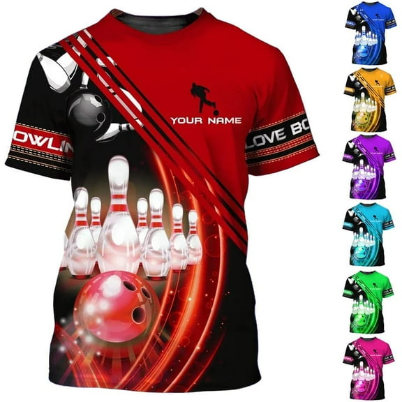 Custom Bowling Shirts, Personalized Name Bowling Shirts Unisex, Bowling Jerseys for Men & Women, Team Bowling Shirt Gift (Red, S)