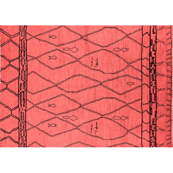 Ahgly Company Indoor Rectangle Solid Red Modern Area Rugs, 2' x 3'