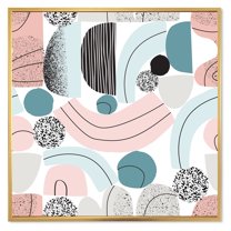Designart 'Art Collage In Pastel Colors' Modern Framed Canvas Wall Art Print