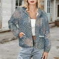 thumbnail image 3 of Jackets for Women Winter Coat Jackets Flannel Stand Collar Jacket(Blue Snakeskin Textured Pattern,Size:S-4XL), 3 of 7