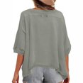 thumbnail image 6 of Jewelreauty Summer Womens Oversized Crewneck Shirts Batwing Short Sleeve Loose Tops Casual Solid Pullover Tee (M, Gray), 6 of 9