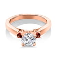thumbnail image 3 of Gem Stone King 18K Rose Gold Plated Silver Lab Grown Diamond and Red Garnet Engagement Ring for Women | 0.88 Cttw | Round 6MM | Gemstone April Birthstone | Size 8, 3 of 6