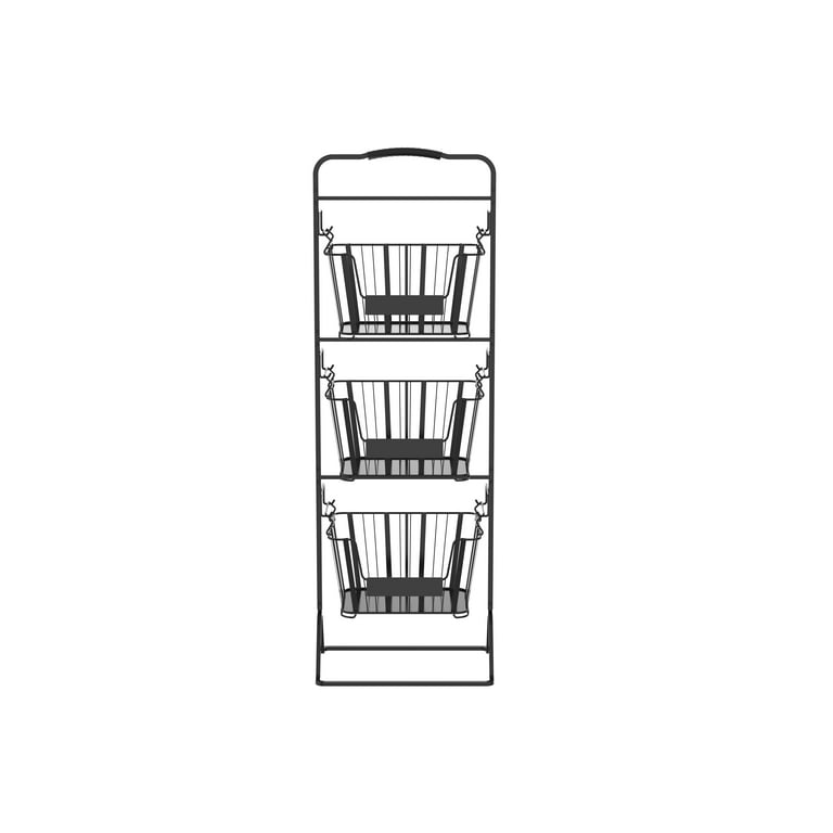 Oceanstar Stackable Metal Wire Storage Basket Set for Pantry, Countertop, Kitchen or Bathroom - Black (Set of 3)