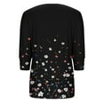 thumbnail image 5 of EchfiProm 3/4 Sleeve Womens Shirts Casual Black Pullover Summer Floral Loose Fit Crew Neck Blouse, 5 of 7