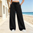 thumbnail image 6 of TARIENDY Wide Leg Sweatpants Women Athletic Work Trousers Plain Color Drawstring Waisted Outdoor Sweatpant with Pockets Black, 6 of 10