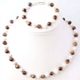 thumbnail image 4 of K-KED Natural 7-8mm White Freshwater Pearl Tiger's eye Necklace Bracelet Jewel Set, 4 of 7