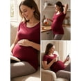 thumbnail image 5 of Yawrut Round Neck Maternity T-Shirt, Soft Stretchy Ruched Pregnancy Top, Casual Short Sleeve Maternity Tee for All Trimesters, Daily Home Work Pregnant Shirts, 5 of 9