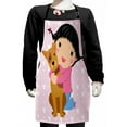 thumbnail image 1 of Nursery Kids Apron, Little Girl and Dog Hugging and Smiling Doodle Print with Hearts Backdrop, Boys Girls Apron Bib with Adjustable Ties for Cooking Baking Painting, Multicolor, by Ambesonne, 1 of 2