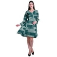 thumbnail image 5 of Moomaya Designer Printed Short Flared Dress Full Sleeve Velvet Tunic Dresses For Women, 5 of 7