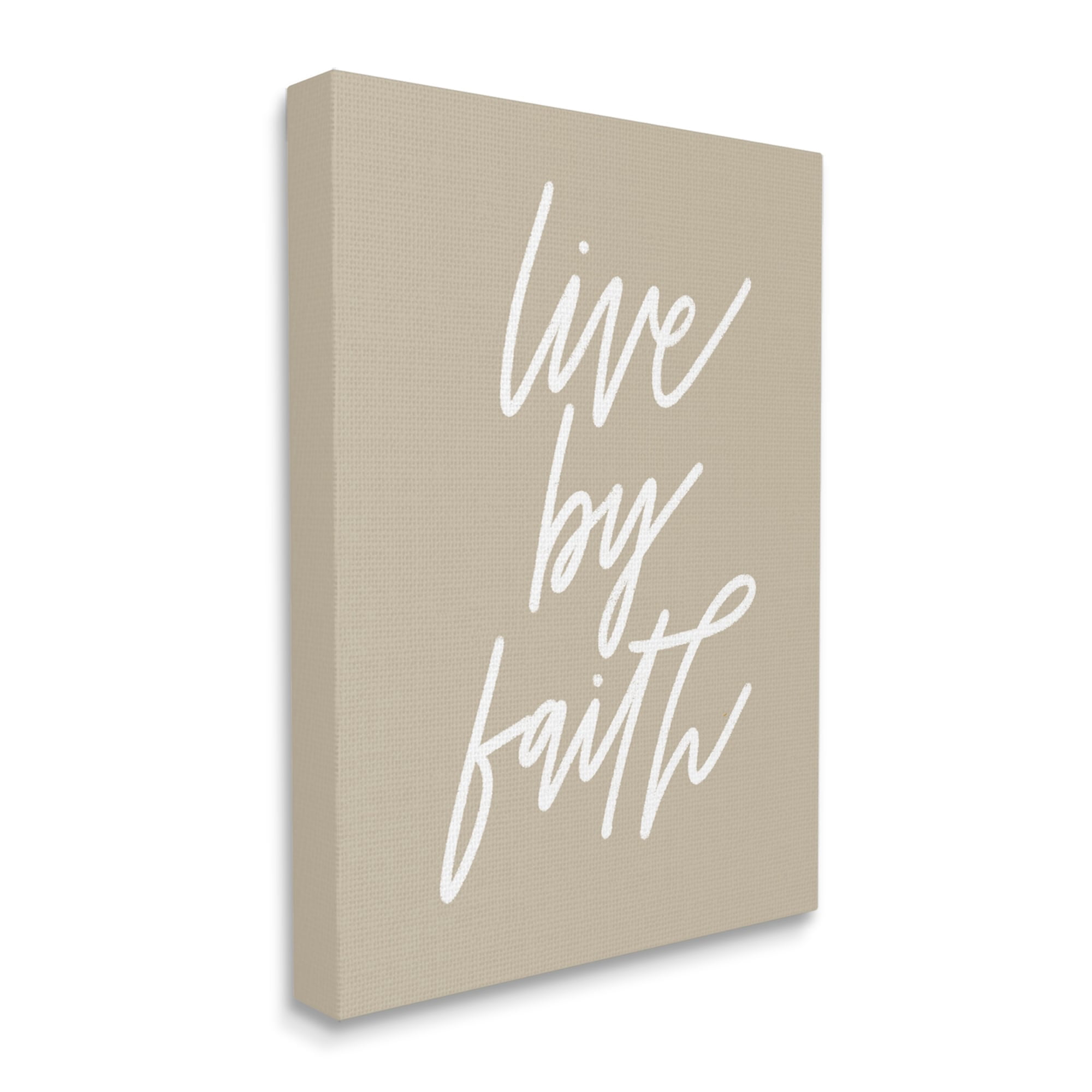 Stupell Industries Live By Faith Minimalistic Religious Novelty Calligraphy Sign,16 x 20, Design by Doodles.Ink.