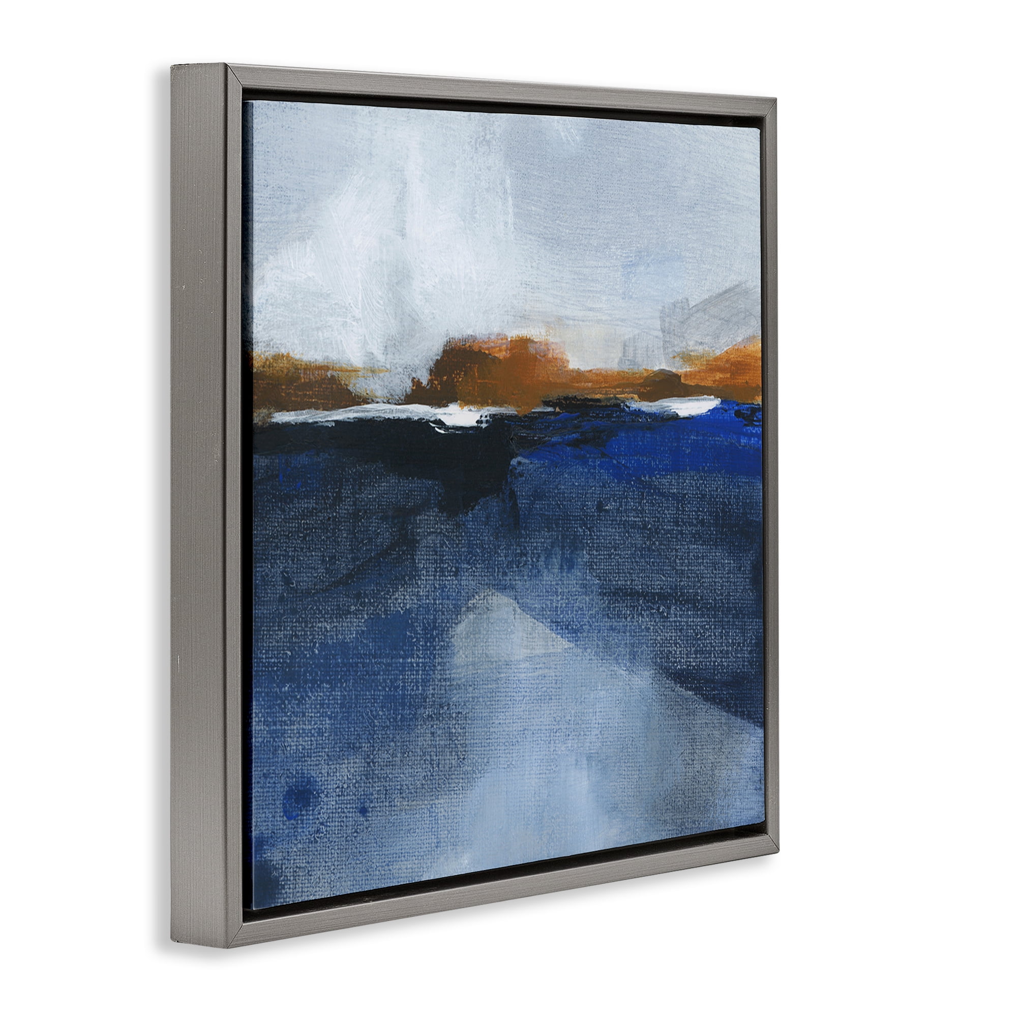 Stupell Industries Ocean Cliffs Impression Abstract Painting Gray Floater Framed Canvas Art Print Wall Art, 18 x 18
