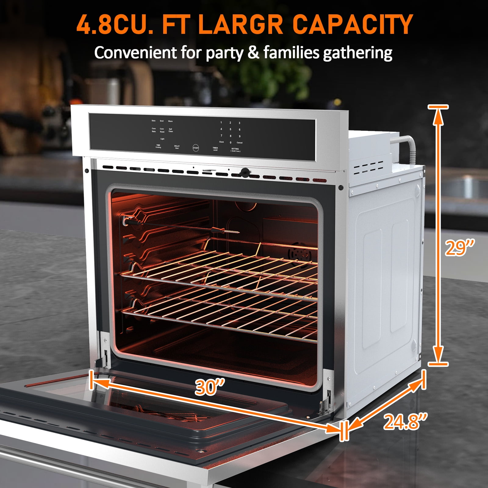 Studyset 30 Inch Built-in Electric Single Wall Oven, Built-in Single Convection Oven with Self-Cleaning, 2.5 Cu.ft, Convection Oven with 8 Cooking Functions, Touch Control, Timer, Convection Fan