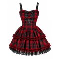thumbnail image 6 of ZHOGXU Womens Halloween Gothic Dresses Spaghetti Strap Plaid Ruffle Tiered Corset Mini Dress For Party Dress Up Costume,XL, 6 of 9