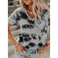 thumbnail image 3 of Womens Striped Color Block Short Sleeve Causal Blouses T Shirts Tops, 3 of 6
