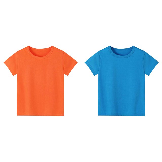 (2-Pack) Rinsvye Kids Basic T-Shirt Casual Short Sleeve Top Girls Daily Wear Comfortable Play Clothes Childrens Design Tee