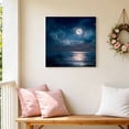 thumbnail image 6 of Canvas Wall Art, Navy Blue Sea Framed Canvas Prints for Bathroom Kitchen, Moon Nautical Summer Ocean Modern Art Gallery Wrapped Wall Decor for Home Office, Gifts, 10"x10" Ship Next Day, 6 of 9
