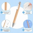 thumbnail image 2 of 100 Pcs Bamboo Pens Bulk Wooden Retractable Ballpoint Pen Black Ink 1mm Engraving Pens Gift Pen, 2 of 7