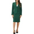 thumbnail image 1 of Conjuntos de falda para mujer INSPIRE CHIC, traje sin cuello, blazer y faldas lápiz, 2 piezas, atuendos elegantes, M Verde, 1 of 6