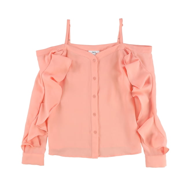 Blusa con botones sólidos para mujer bar III Rosa Extra Pequeña