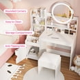 thumbnail image 3 of Veanerwood Kids Vanity Table and Chair Set, Vanity with Chair for Girls with Open Bookshelf & Large Storage Space, White, 3 of 7