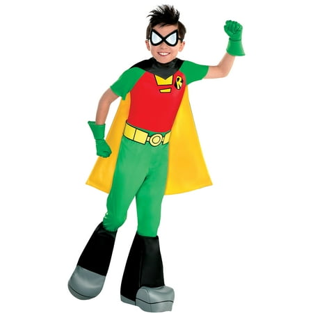Suit Yourself Teen Titans Go! Robin Costume for Boys, Includes a Jumpsuit, a Cape, Boot Covers, and