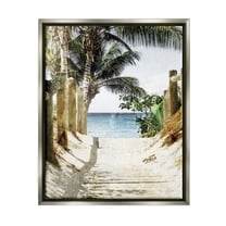 Stupell Industries Tropical Sandy Path Landscape Photography Gray Floater Framed Canvas Art Print Wall Art, 25 x 31