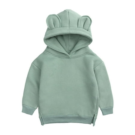 

Baby Boys Girls Fleece Hoodies Hooded Sweatshirt Kids Cotton Dinosaur Jumper Long Sleeve Cute Bear Ears T Shirt Tops Toddlers Clothes Spring Thin Hoody Outerwear 6Months-4Years