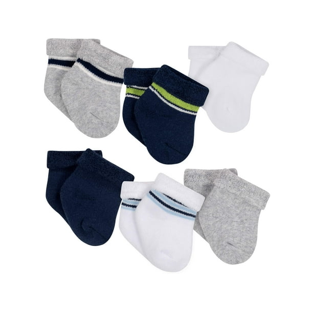Gerber Newborn Baby Boys WiggleProof Terry Bootie Socks, 6Pack