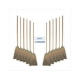 Parlor Broom Corn Fiber Bristles, 55", Wood Handle, Natural, 12/Carton