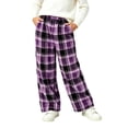 thumbnail image 5 of SERTGUTR Girls Plaid Fleece Wide Leg Pants, Elastic High Waist Loose Fit Trousers, Side Pocket Warm Home Pants, Winter Everyday Comfortable Bottoms, 5 of 5