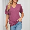 thumbnail image 2 of Pimfylm Fashion Woman Causal Button Solid Blouse Short Sleeve T-Shirt Summer Tops Button Down Shirts for Women(Red,L), 2 of 8