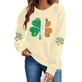 thumbnail image 6 of Moxiu Women's St Patrick'S Day Shirt Lucky Clover Irish Shamrock Pullover Crewneck Graphic Shirts Tops Long Sleeve Sweatshirt Khaki,S, 6 of 7