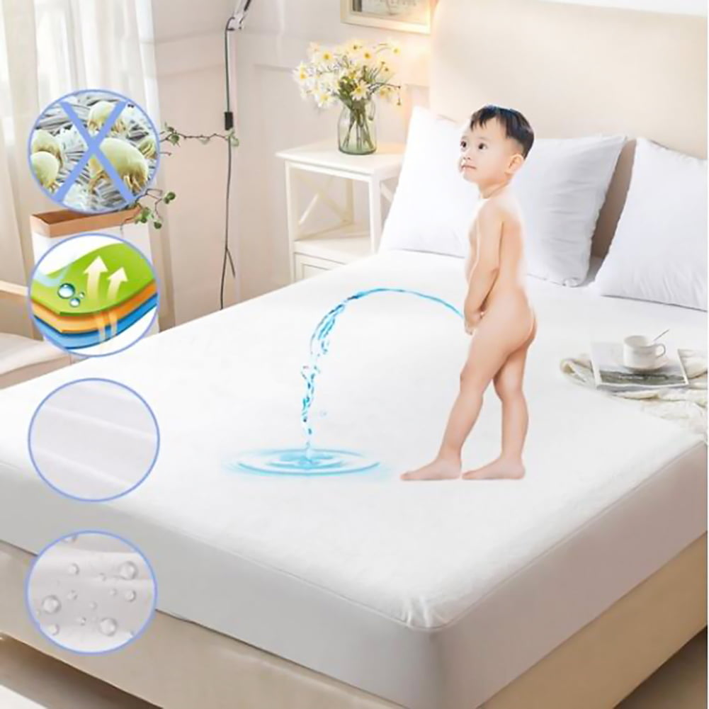 Twin Full Queen King Bed Waterproof Cover Mattress Protector Fitted Sheet Size 